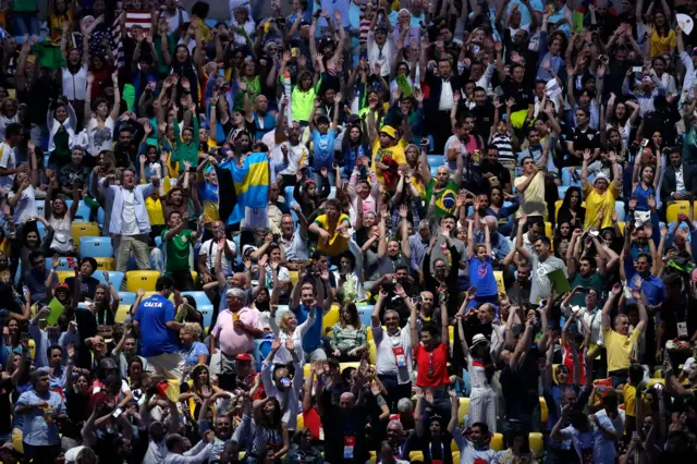 The crowd inside the Maracana