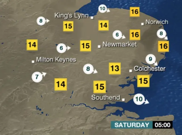 Weather chart for Saturday 05:00