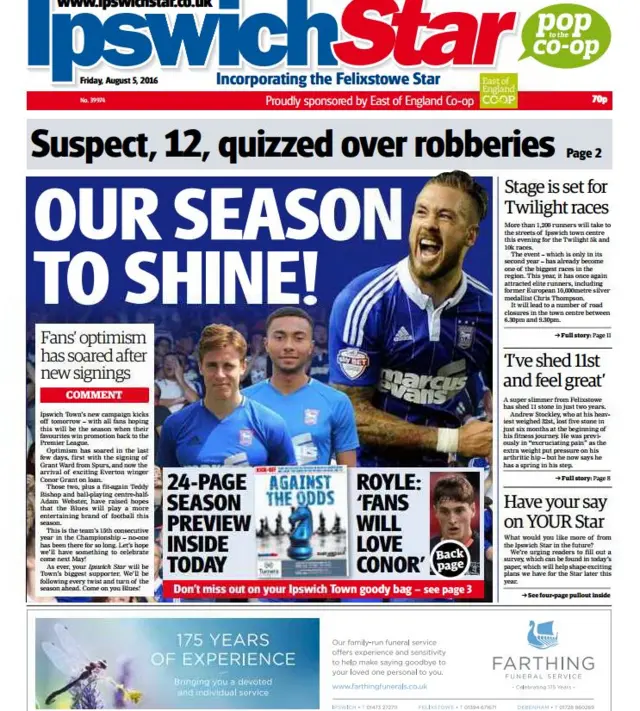 Ipswich Star front page