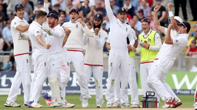 England cricket team celebrates