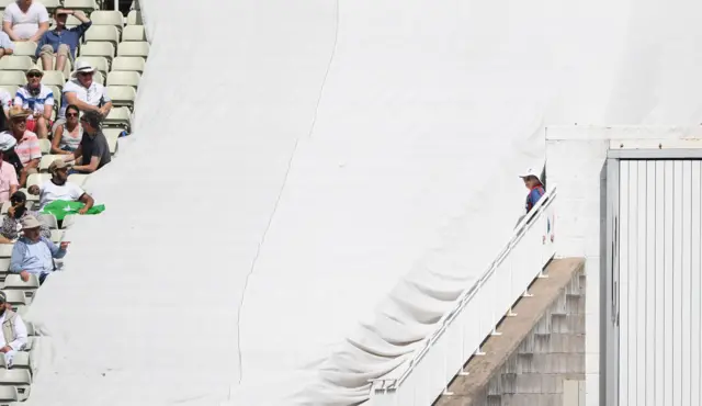 Women under covers at Edgbaston