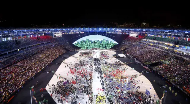 Athlete's take their place inside the Maracana