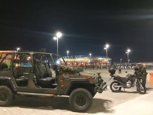 Troops guard the Olympic Park