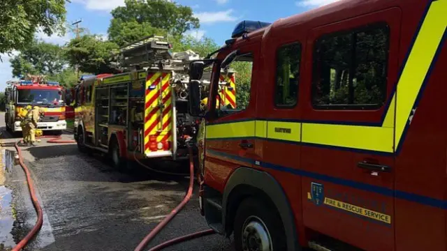 Fire engines on road