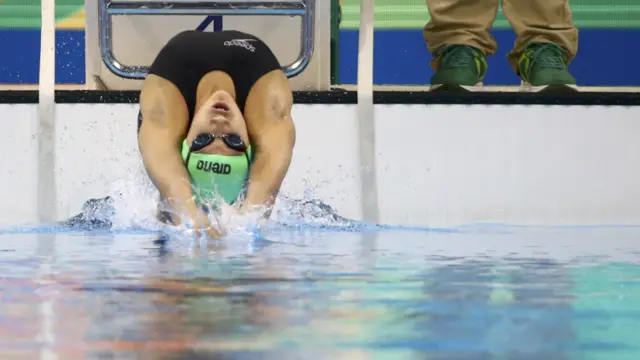 Gaurika Singh dives into pool in Rio