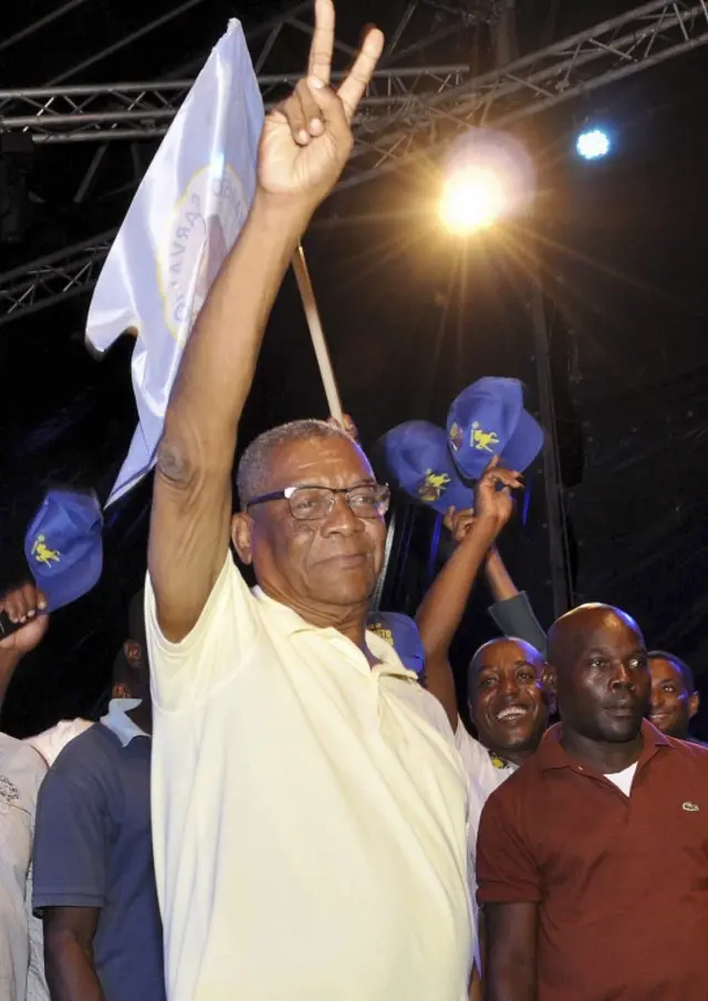 A photograph dated 15 July 2016 showing the presidential candidate Evaristo Carvalho during a political rally at Sao Tome, Sao Tome and Principe. Evaristo Carvalho won on 17 July 2016 the presidential elections in Sao Tome and Principe.