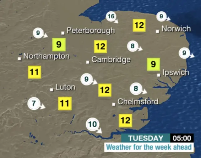 Weather chart for 05:00 Tuesday