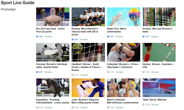 BBC Sport live guide