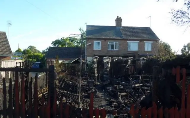 Garden bonfire damage