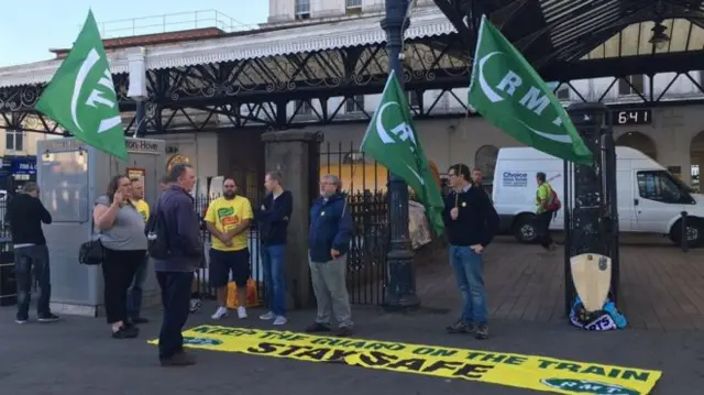 Strike outside Brighton station