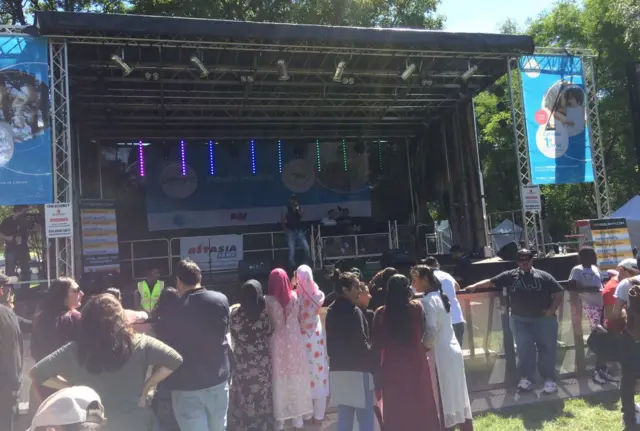 Crowd gather at Luton Mela stage