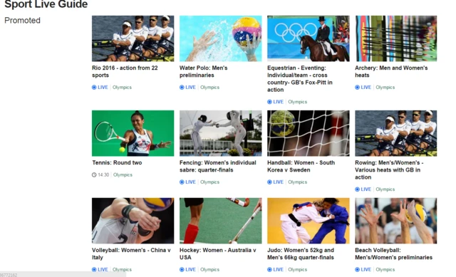 BBC Sport live guide