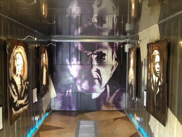 Graffiti art inside shipping container