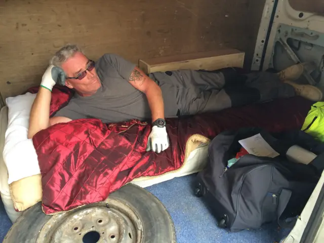 Dwayne Woods who is living in his van in Yaxley