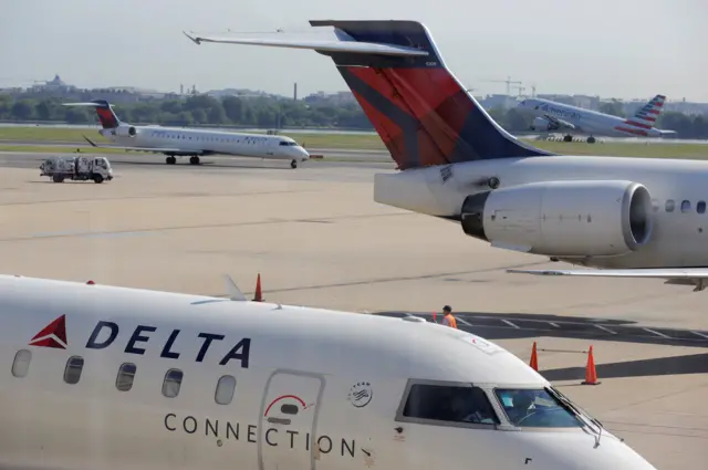 Delta plane on tarmac