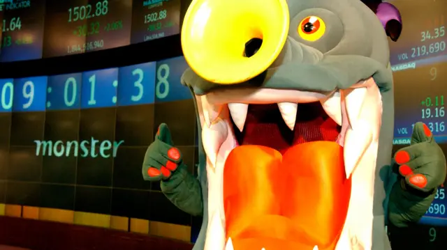 Monster mascot at its stock market listing