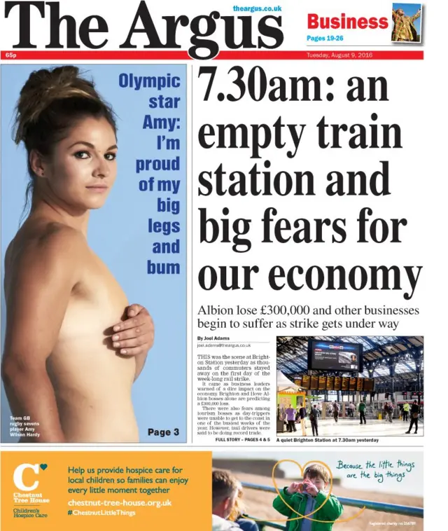 Brighton Argus front page