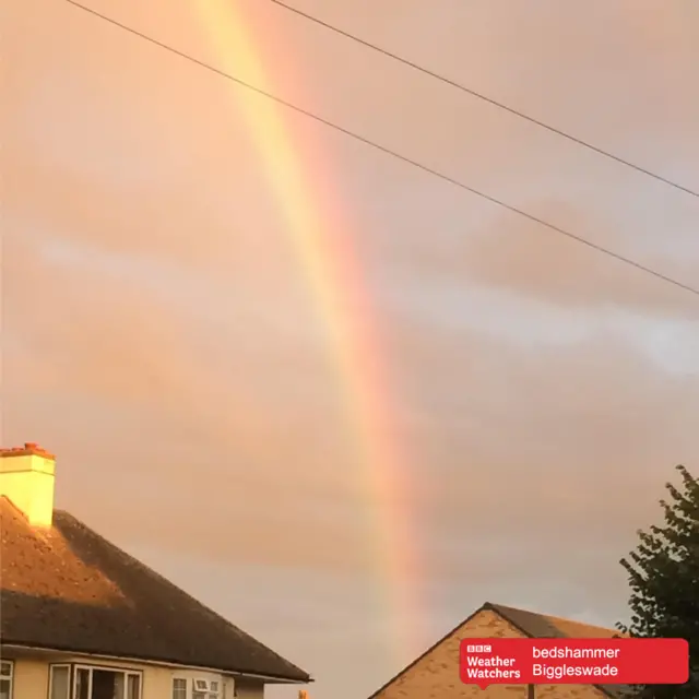 Rainbow over houses in Biggleswade