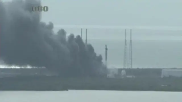 Smoke rising from launch site