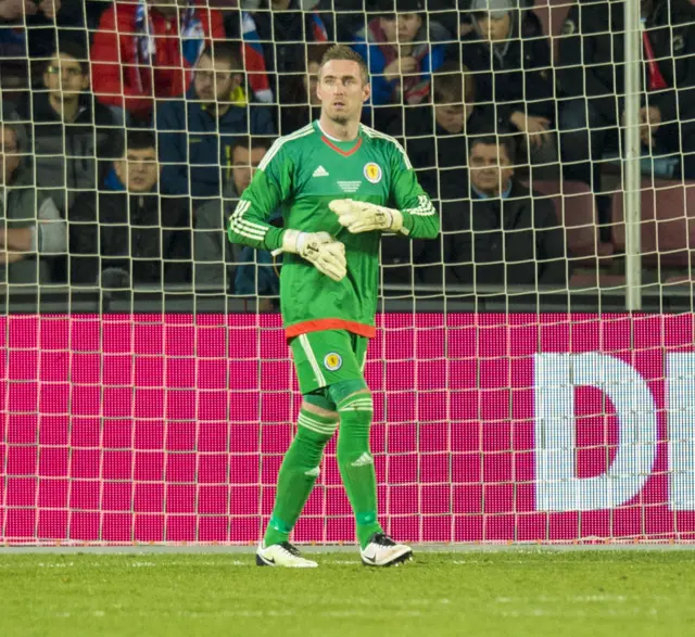 Allan McGregor in action for Scotland