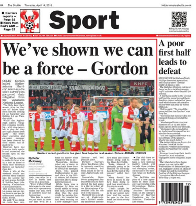 Kidderminster Shuttle back page