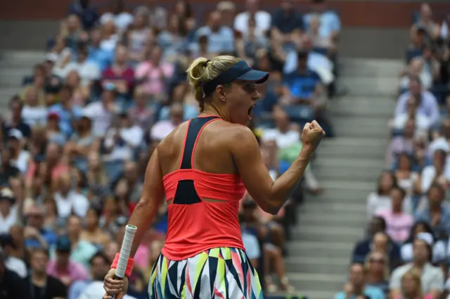 Angelique Kerber of Germany wins a set