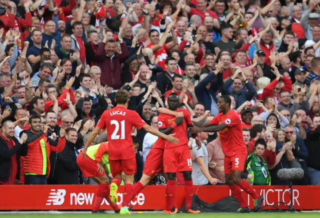 Liverpool players celebrate