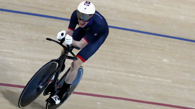 ParalympicsGB's Louis Rolfe in action in the velodrome, on the second day of the Rio Paralympics