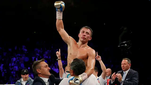 Gennady Golovkin celebrates