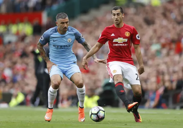 Henrikh Mkhitarya in action with Aleksandar Kolarov