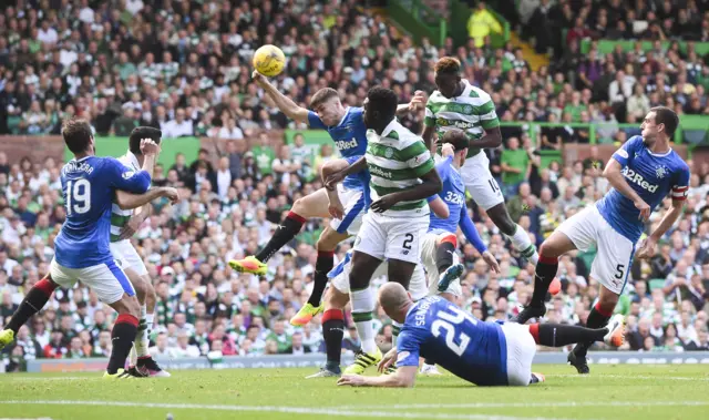 Moussa Dembele heads Celtic in front after 33 minutes