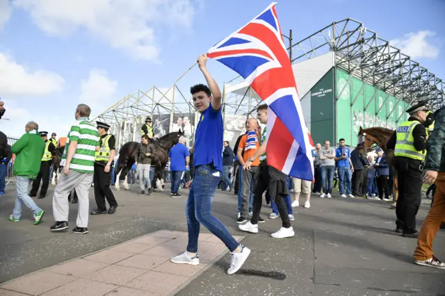 Rangers fan with Union flag