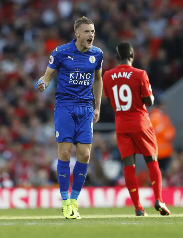 Vardy celebrates