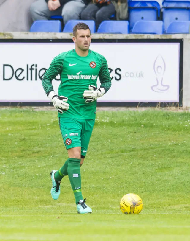 Dundee United goalkeeper Cammy Bell seems unbeatable this afternoon