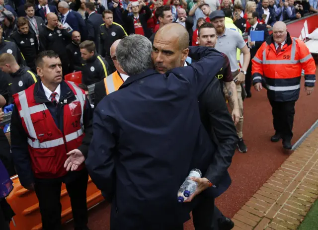 Hug between Pep and Jose