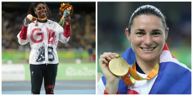 Kadeena Cox and Sarah Storey with their gold and bronze medals that they won at the Rio Paralympics