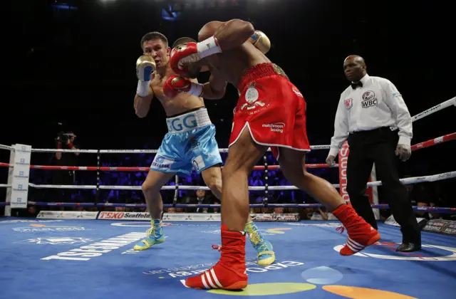 Gennady Golovkin and Kell Brook in action