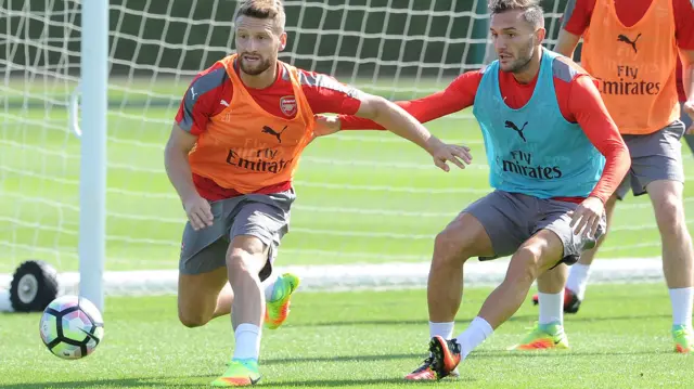 Shkodran Mustafi and Lucas Perez