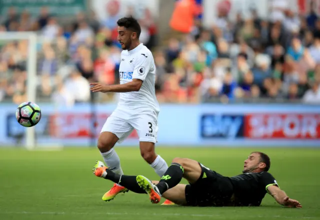 Ivanovic in action with Swansea's Taylor