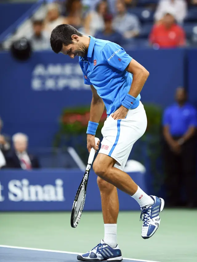 Novak Djokovic of Serbia grimaces