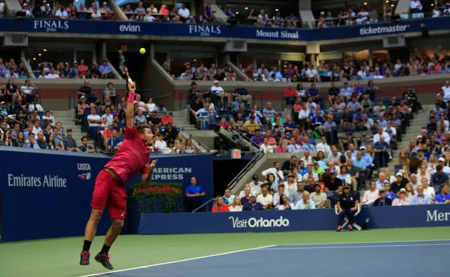 Stan Wawrinka of Switzerland serves