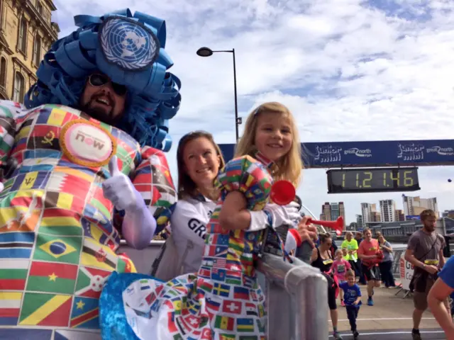 Colin Plews in UN dress to celebrate the 178 different United Nations countries represented in the Greta North Run