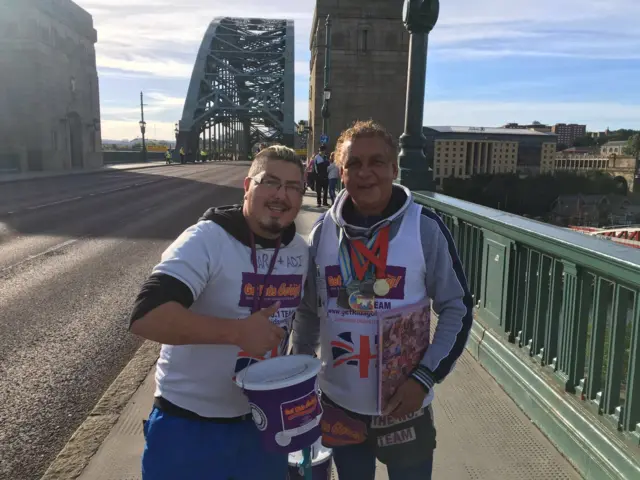 Fundraisers on the Tyne Bridge