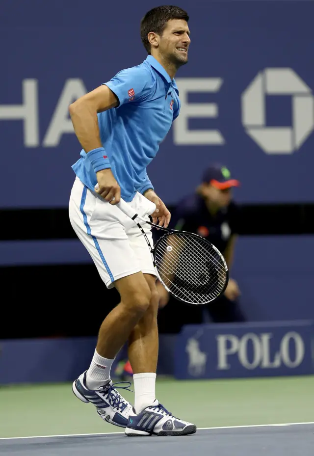 Novak Djokovic of Serbia reacts