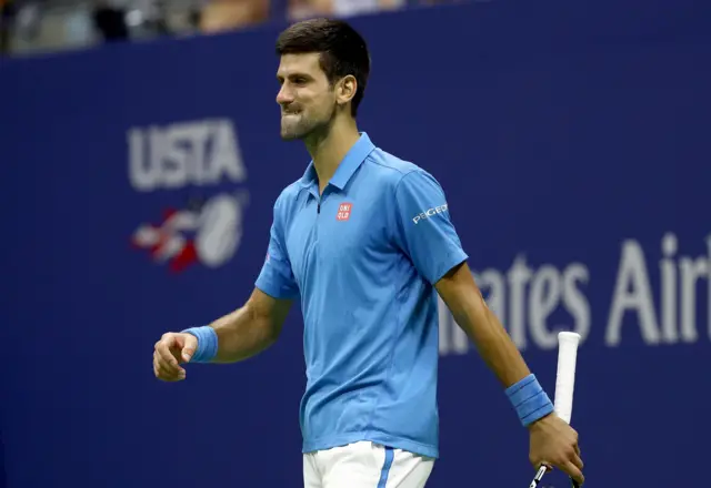 Novak Djokovic of Serbia reacts