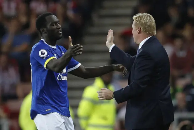 Lukaku is congratulated by his manager