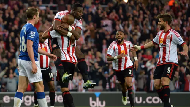 Sunderland beating Everton 3-0 in May 2016