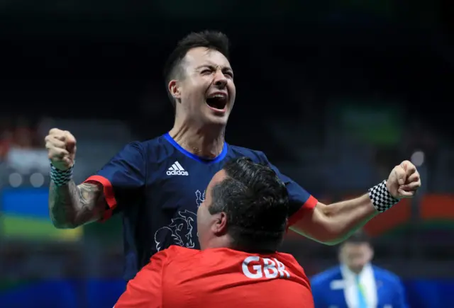 Will Bayley celebrates winning table tennis gold at the Rio Paralympics