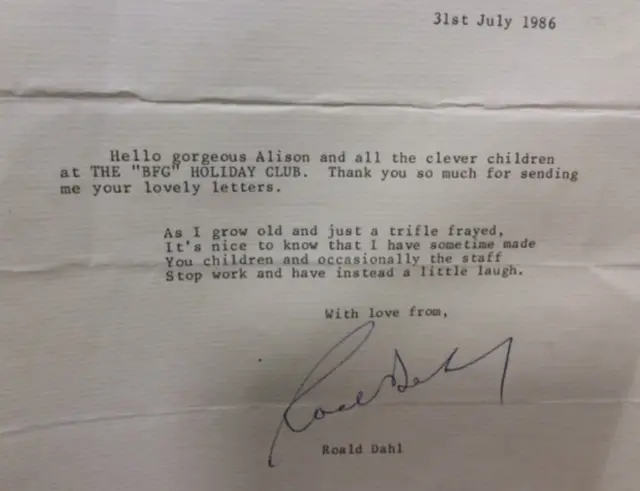 Roald Dahl letter