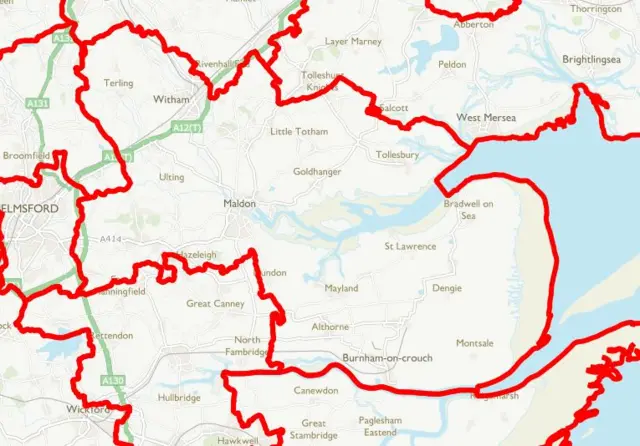 Proposed Maldon and Witham constituency map